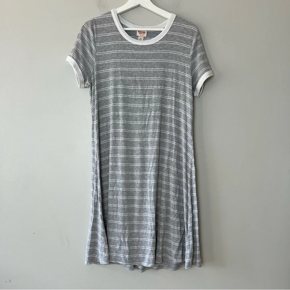 Mossimo Supply Co Striped Ribbed Crew Neck T-Shirt‎ Dress XL